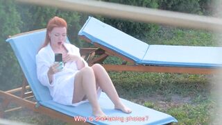 My stepbrother spied on me squirting.