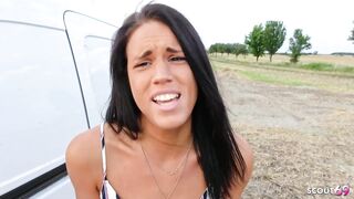 German brown Skin Latina Secretary give Boss a Risky Outdoor no condom Fuck and let him cum on her nice ass