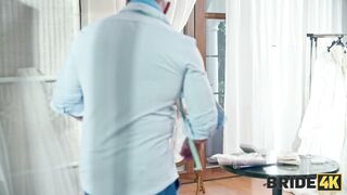 BRIDE4K. Little whore was fucked on the wedding salon couch while the groom was waiting next door