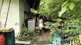 HUNT4K. Naughty chick fucked a stranger in front of her family