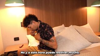 Skinny tattooed stepson ends up fucking his stepmother when they share a bed