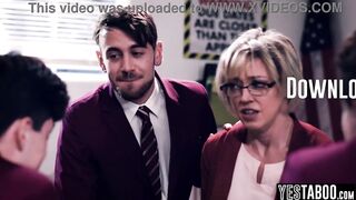 Horny students gangbang huge tits BBW mature teacher in classroom