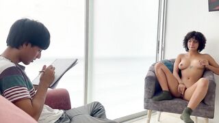 My stepsister helps me with my drawing classes and I end up cumming in her ass. - Juliana Palvin