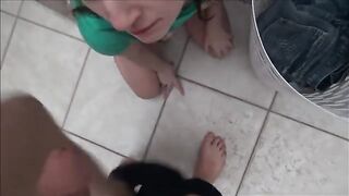 Sister Takes Load in Laundry Room